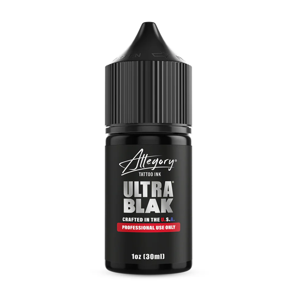 Allegory Ultra Blak Premium Çizgi ve Dolgu için Siyah Dövme Boyası 1 oz 30 ml