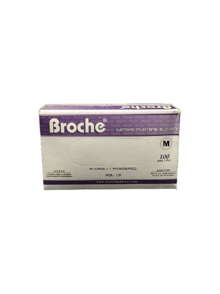 Beyaz Pudralı Medium M Lateks Eldiven 100 Adet Latex Broche