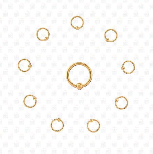 10 Adet Cerrahi Çelik Toplu Altın Sarısı Halka Tragus Piercing