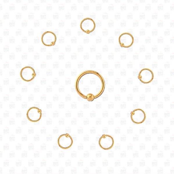 10 Adet Cerrahi Çelik Toplu Altın Sarısı Halka Tragus Piercing