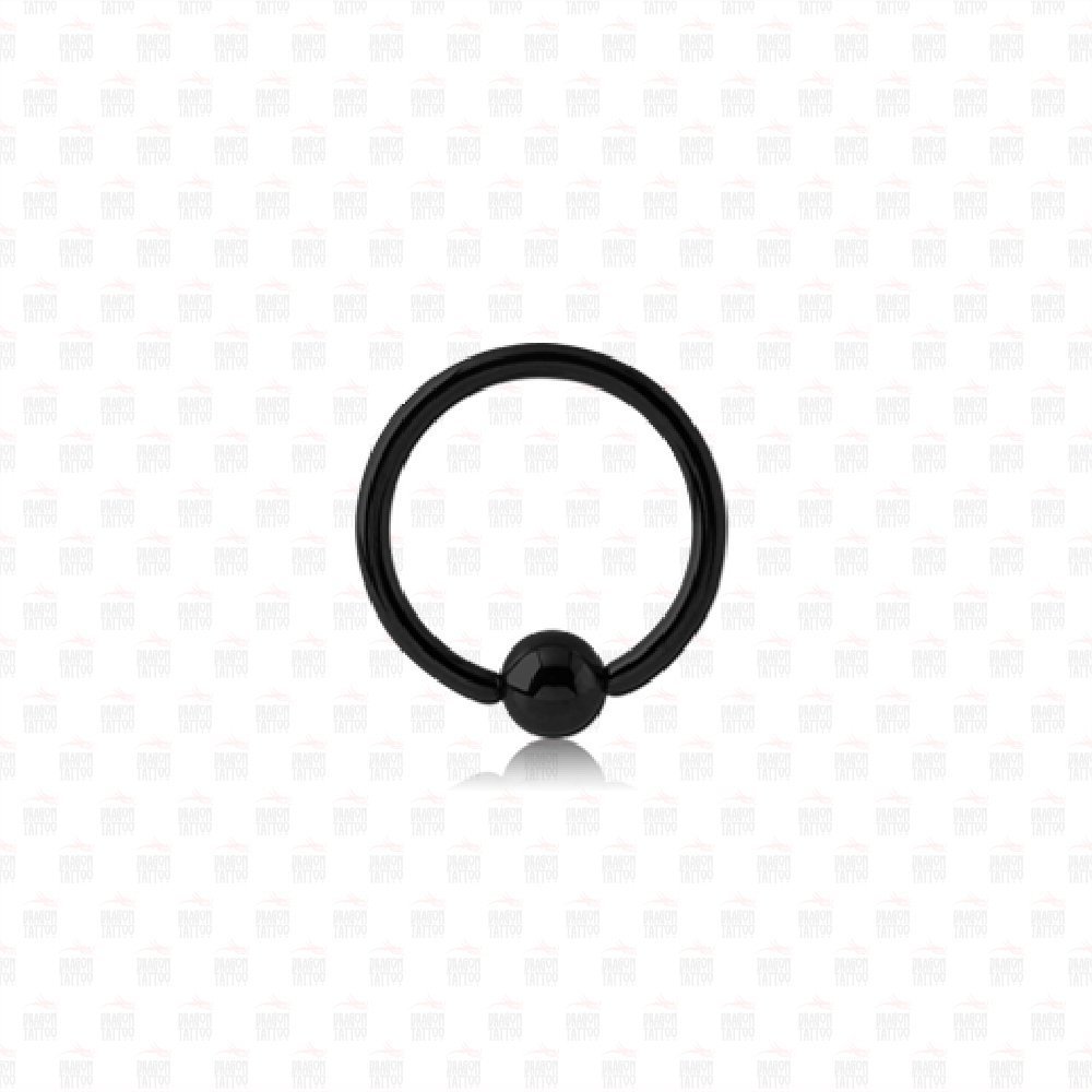 Piercing Rings Surgical Steel Ring Black Color Width 10mm - Ball size 3 mm - 1.2 mm Bar Thickness