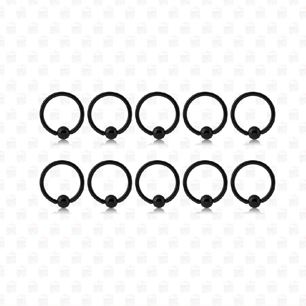 Piercing Rings Surgical Steel Ring Black Color Width 10mm - Ball size 3 mm - 1.2 mm Bar Thickness