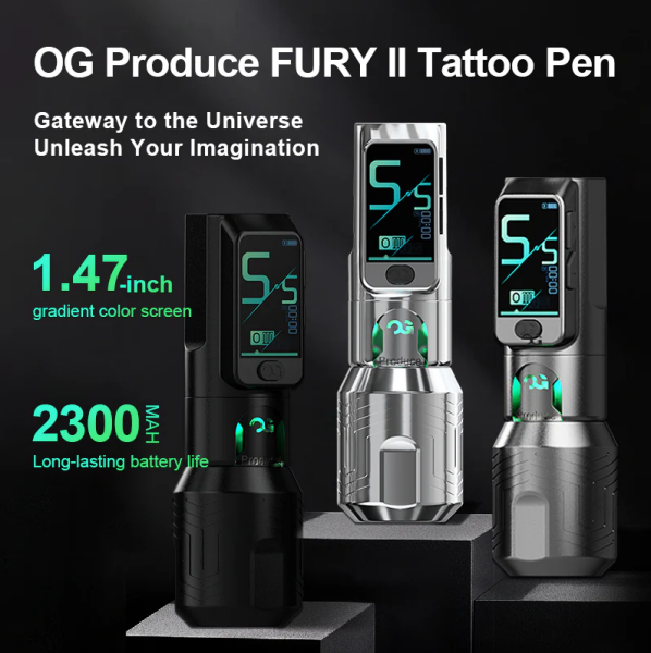 OG Produce Fury II Çift Bataryalı Kablosuz Pen Dövme ve Saç Simülasyon SMP Makinesi