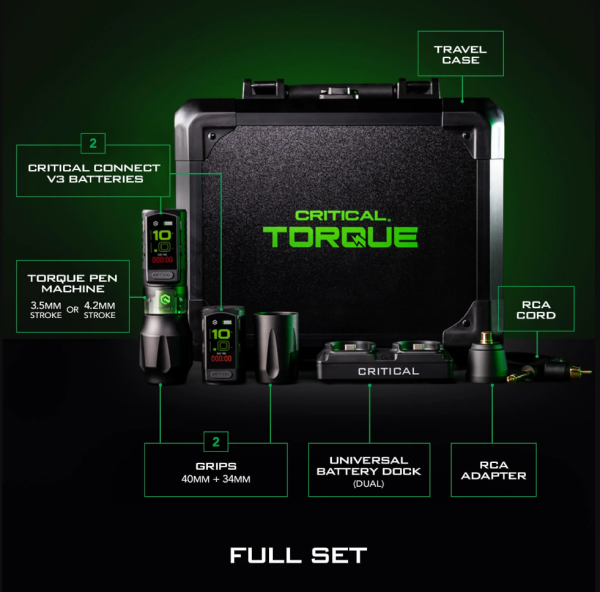 Critical Torque 4.2 mm Stroke Full Set Seyahat Çantalı Kablosuz Rotary Pen Dövme Makinesi