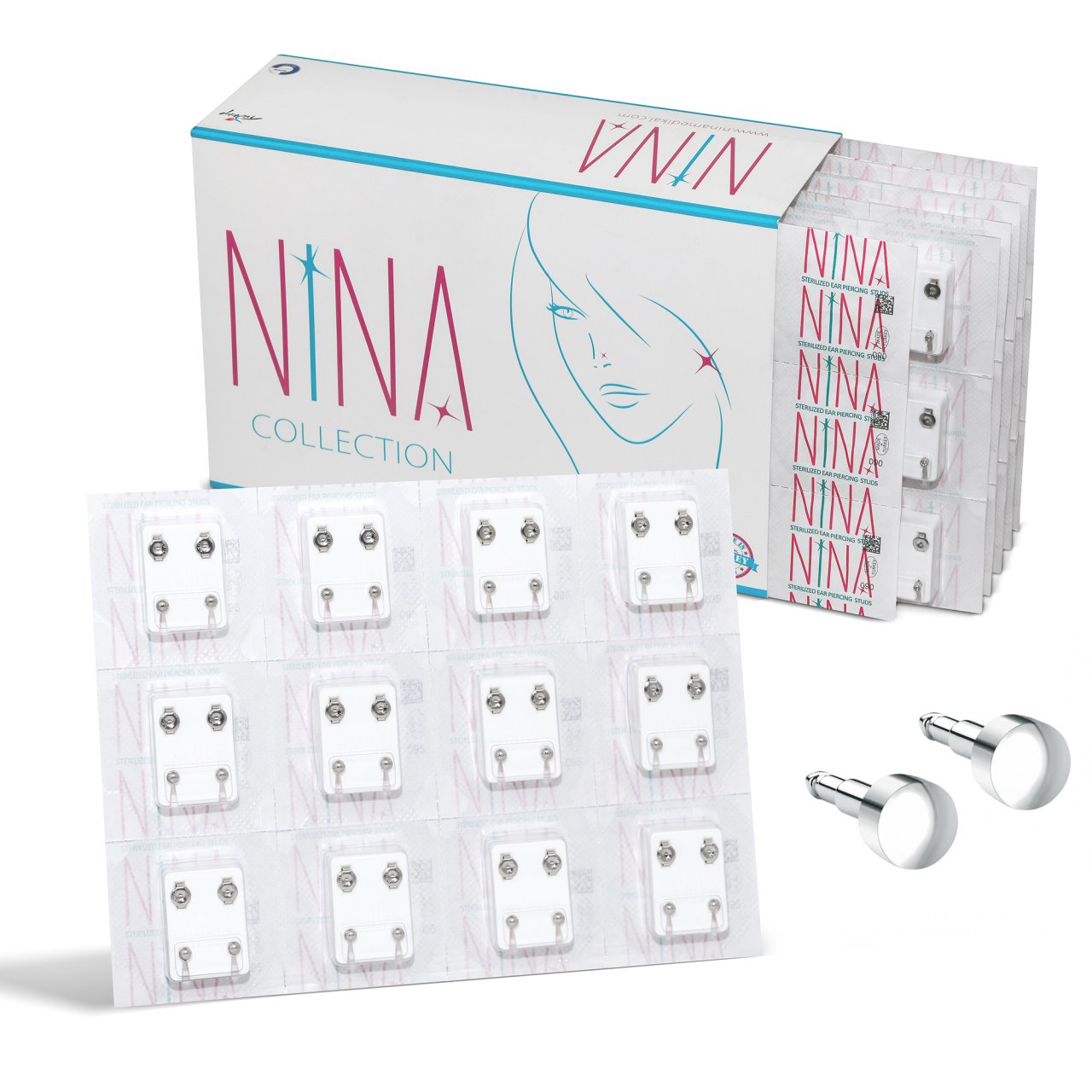 Nina İlk Delim Küpesi Taşsız Gri 12 Çift (24 Adet)