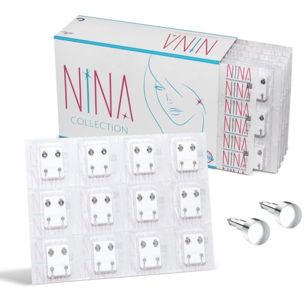 Nina İlk Delim Küpesi Taşsız Gri 12 Çift (24 Adet)