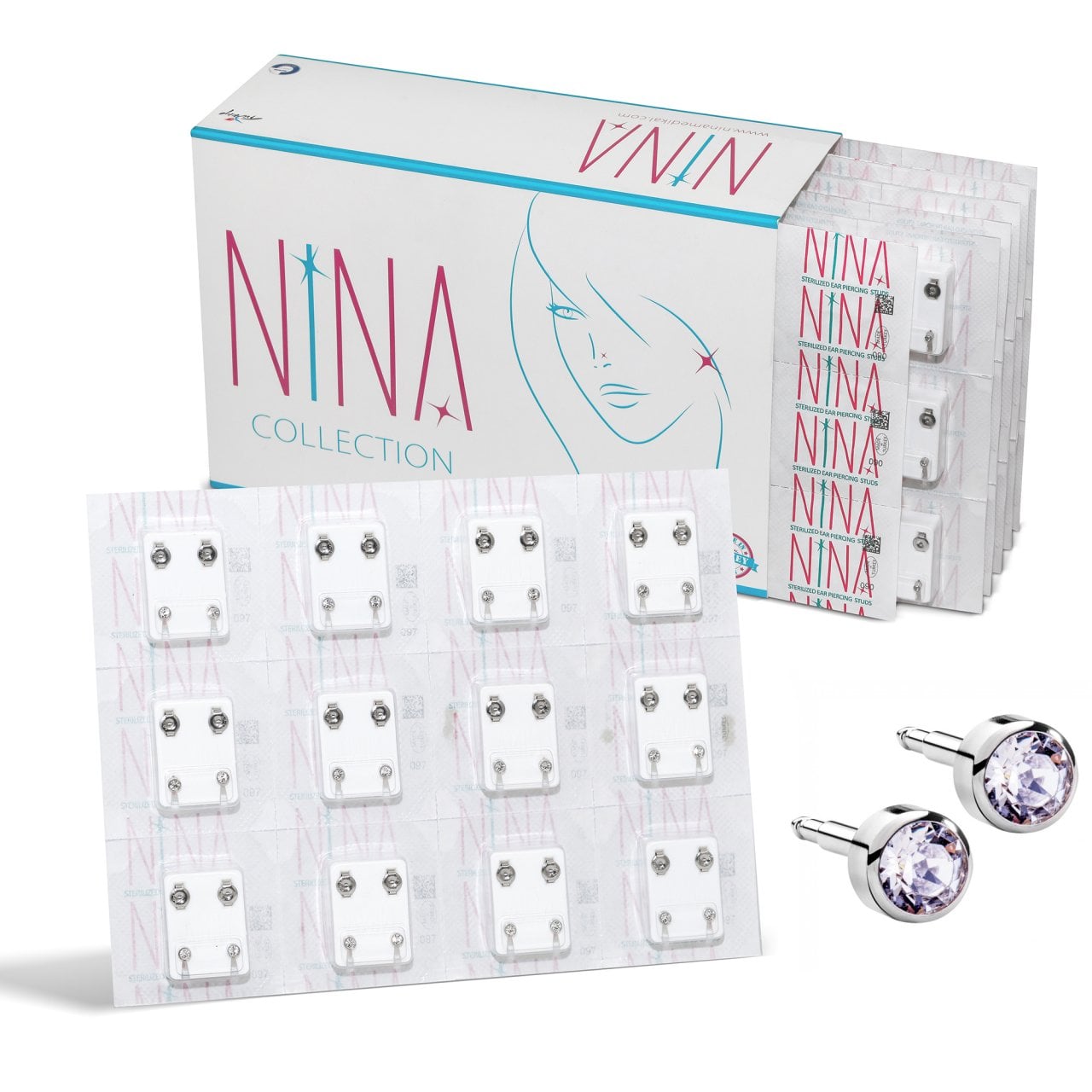 Nina İlk Delim Küpesi Taşlı Gri 12 Çift (24 Adet) Nina İlk Delim Küpesi Taşlı Gri 12 Çift (24 Adet) Büyük