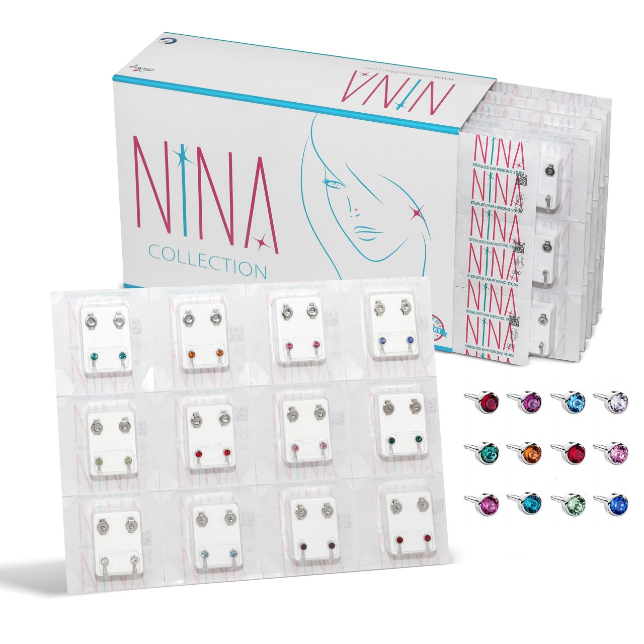 Nina İlk Delim Küpesi Karışık Renk Taşlı Gri 12 Çift (24 Adet) Nina İlk Delim Küpesi Karışık Renk Taşlı Gri 12 Çift (24 Adet) Büyük