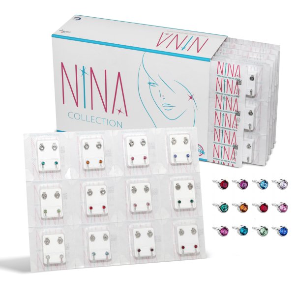 Nina İlk Delim Küpesi Karışık Renk Taşlı Gri 12 Çift (24 Adet) Nina İlk Delim Küpesi Karışık Renk Taşlı Gri 12 Çift (24 Adet) Büyük