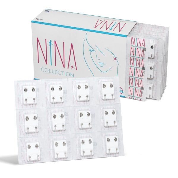 Nina İlk Delim Küpesi Karışık Şekilli Gri 12 Çift (24 Adet)