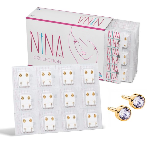 Nina İlk Delim Küpesi Taşlı Altın Sarısı 12 Çift (24 Adet) Nina İlk Delim Küpesi Taşlı Altın Sarısı 12 Çift (24 Adet) Büyük