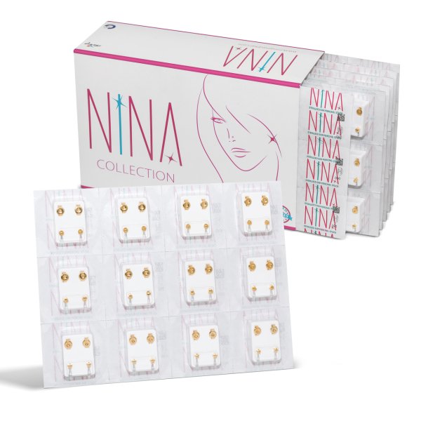 Nina İlk Delim Küpesi Karışık Şekilli Altın Sarısı 12 Çift (24 Adet) Nina İlk Delim Küpesi Karışık Şekilli Altın Sarısı 12 Çift (24 Adet) Büyük