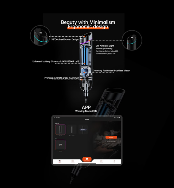 Ai-Tenitas Prophet T100 Firefly Kablosuz Şarj Edilebilir Pilli Rotary Pen Dövme Makinesi (Sterilizasyon Kutusu Hediye)