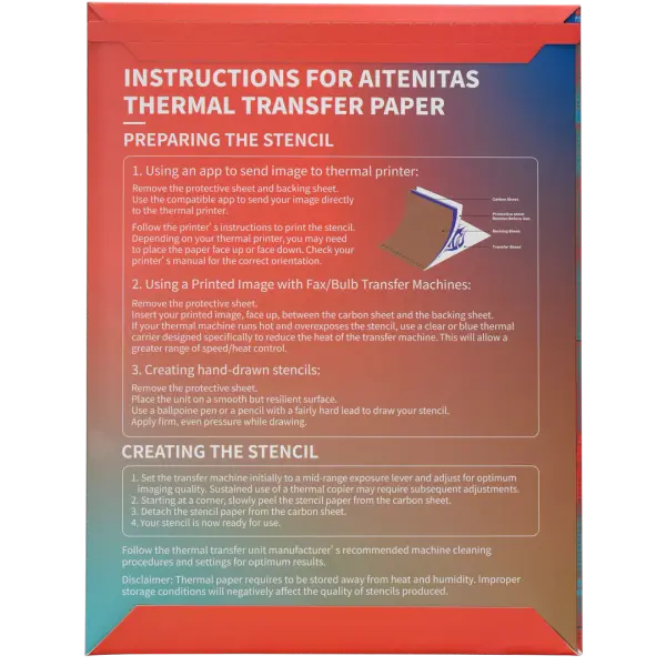 Ai Tenitas A4 Boyutunda El Çizimi ve Termal Makine için Karbon Transfer Kağıdı 100'lü Paket