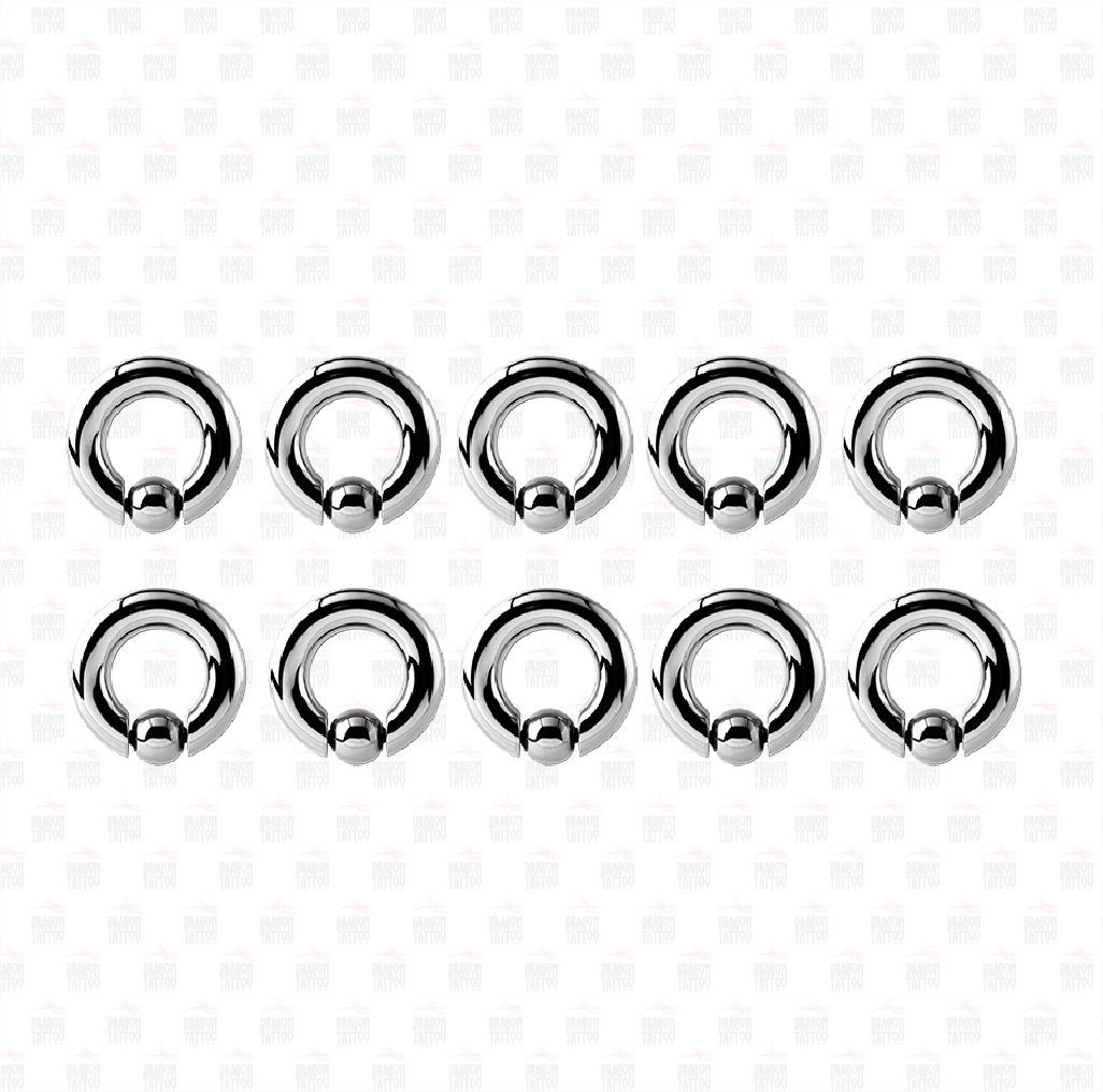 10 Adet Cerrahi Çelik Tek Toplu Halka Piercing Halka Genişliği 12 mm - Top Büyüklüğü 8 mm - Bar Kalınlığı 4 mm