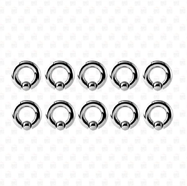 10 Adet Cerrahi Çelik Tek Toplu Halka Piercing Halka Genişliği 12 mm - Top Büyüklüğü 8 mm - Bar Kalınlığı 4 mm
