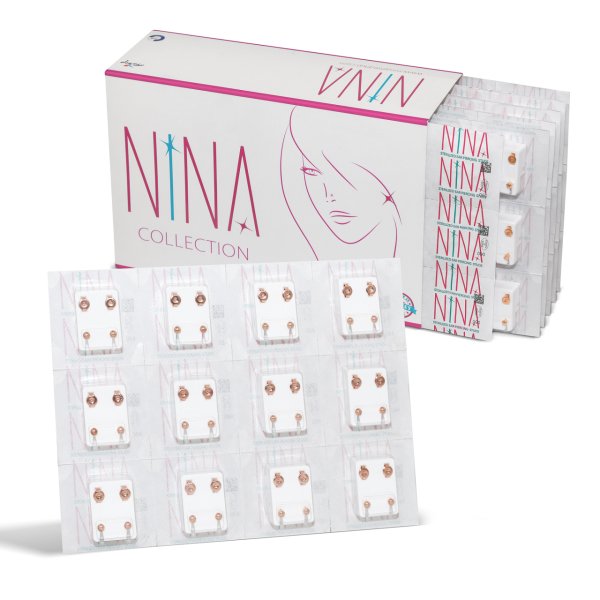 Nina İlk Delim Küpesi Taşsız Rose Gold Bronz Renk 12 Çift (24 Adet) Nina İlk Delim Küpesi Taşsız Rose Gold Bronz Renk 12 Çift (24 Adet) Büyük