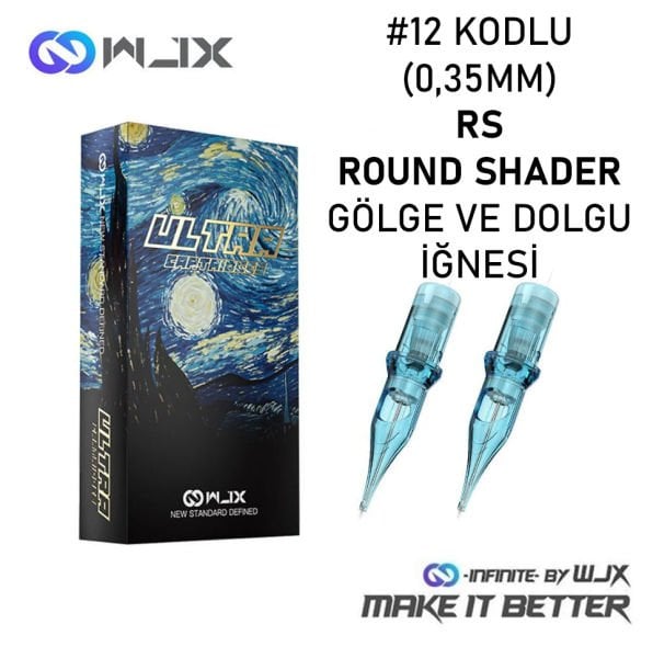 WJX Ultra #12 Kodlu Rs Round Shader Cartridge Kartuş Dövme Gölge ve Dolgu İğneleri