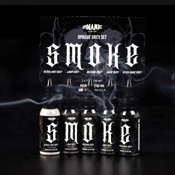Dynamic Smoke Opaque Greys 5 Ton Gri Dövme Boyası Seti 1 oz 30 ml