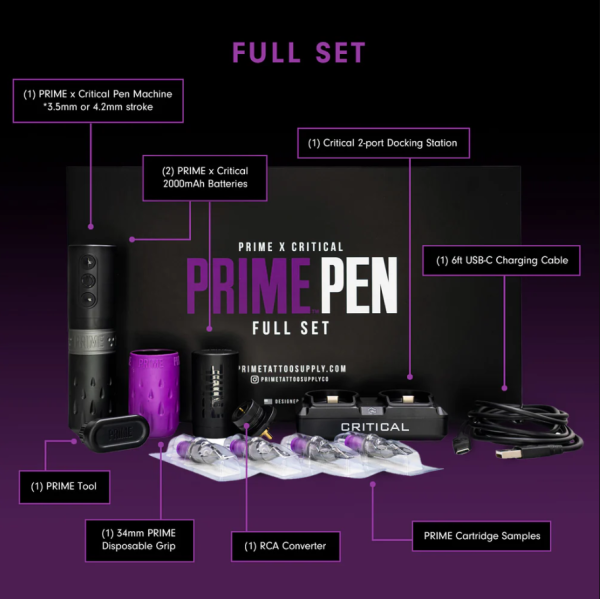 Prime x Critical Pen Kablosuz Bataryalı Dövme Makinesi Full Set 3,5mm Stroke