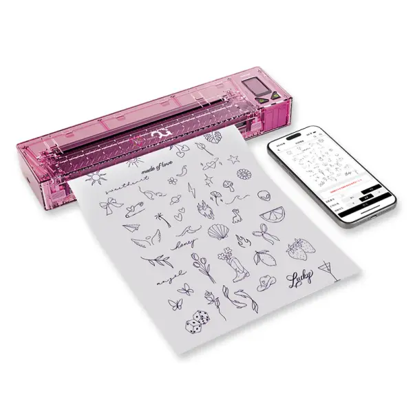 OG Fury Wireless Stencil Thermal Printer Termal Dövme Transfer Yazıcısı Pembe