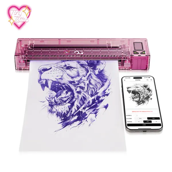 OG Fury Wireless Stencil Thermal Printer Termal Dövme Transfer Yazıcısı Pembe