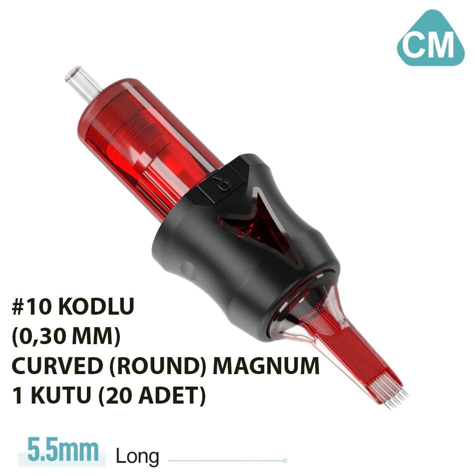OG Produce Red Arrow #10 Kodlu CM Curved Magnum Cartridge Kartuş Dövme İğnesi 1 Kutu (20 Adet)