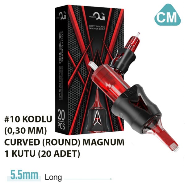 OG Produce Red Arrow #10 Kodlu CM Curved Magnum Cartridge Kartuş Dövme İğnesi 1 Kutu (20 Adet)