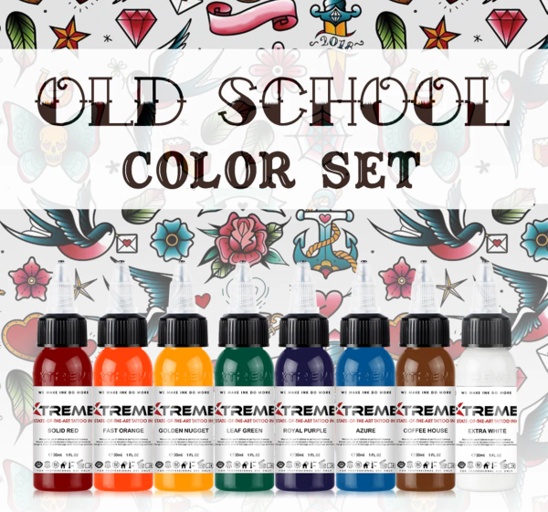 Xtreme Ink Old School Set 1 oz 30 ml Dövme Boyası Seti 8 Renk