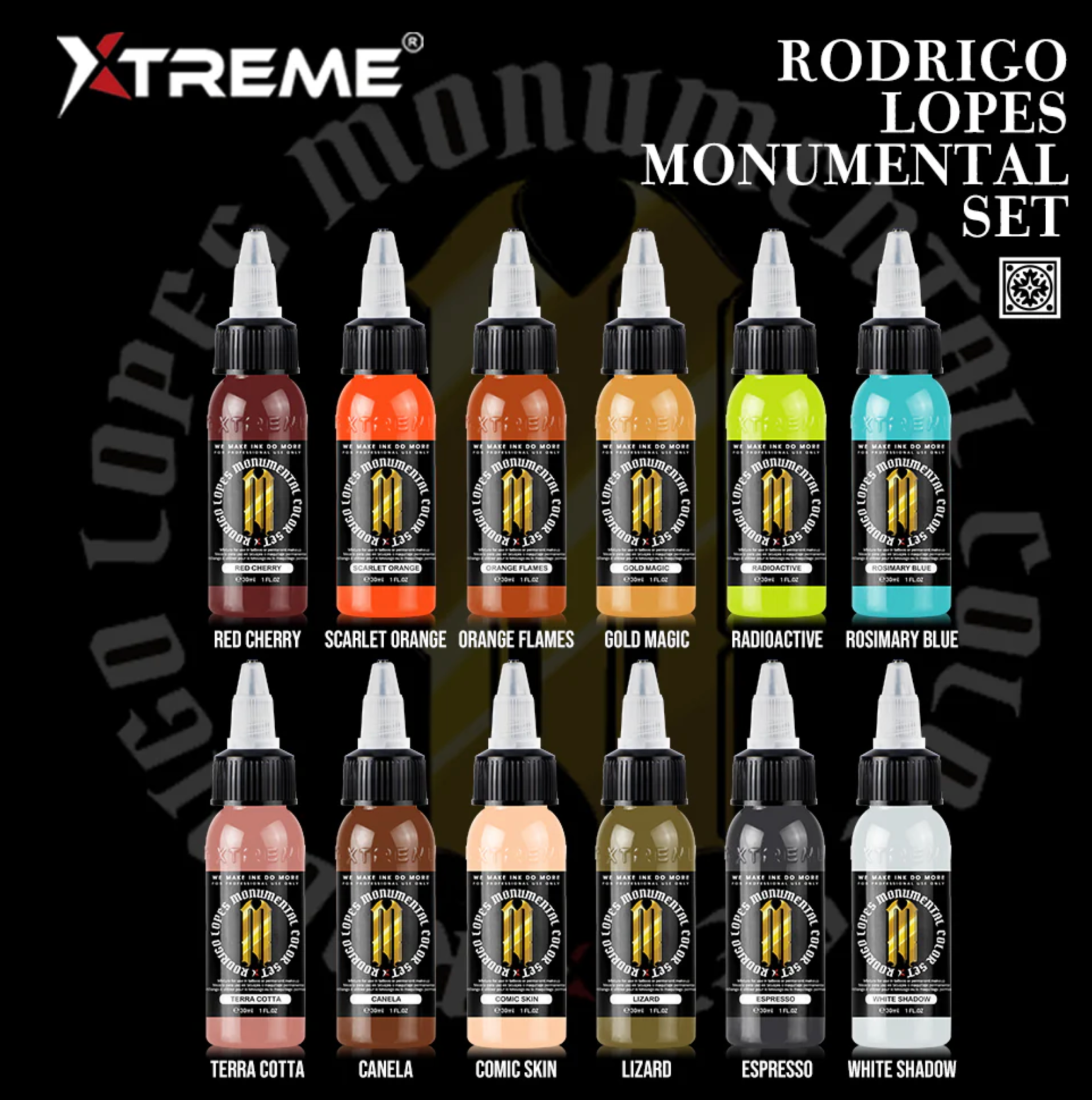 Xtreme Ink Rodrigo Lopes Monumental Set 1 oz 30 ml Dövme Boyası Seti 12 Renk