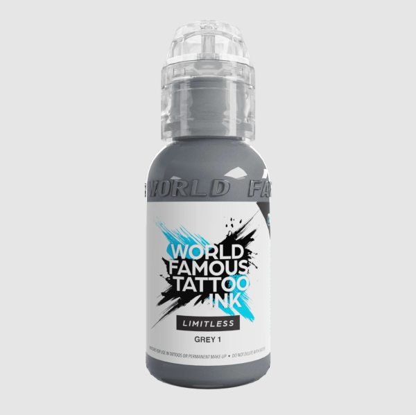 World Famous Ink Limitless Gray 1 Gri Dövme Boyası 1 oz 30 ml AB Uyumlu