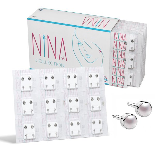 Nina İlk Delim Küpesi Beyaz İnci Taşlı Gri 12 Çift (24 Adet) Nina İlk Delim Küpesi Beyaz İnci Taşlı Gri 12 Çift (24 Adet) Büyük