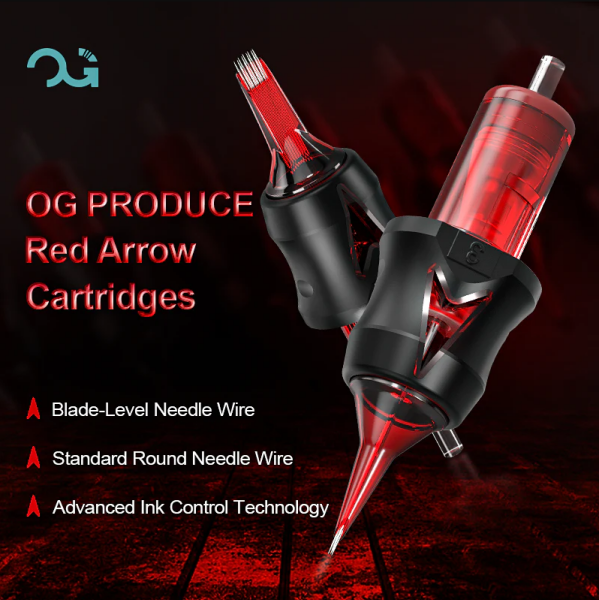OG Produce Red Arrow #08 Kodlu RL Round Liner Çizgi Cartridge Kartuş Dövme İğnesi 1 Kutu (20 Adet)