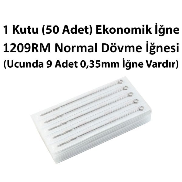 1 Kutu 1209 RM 9 Curved Magnum Ekonomik Dövme İğnesi (50 Adet)