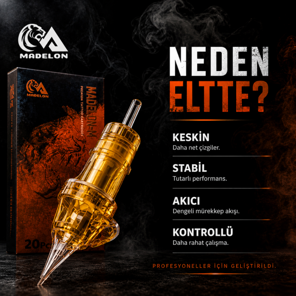 Madelon Eltte #10 Kodlu RM Curved Magnum Cartridge Kartuş Dövme İğnesi 1 Kutu (20 Adet)