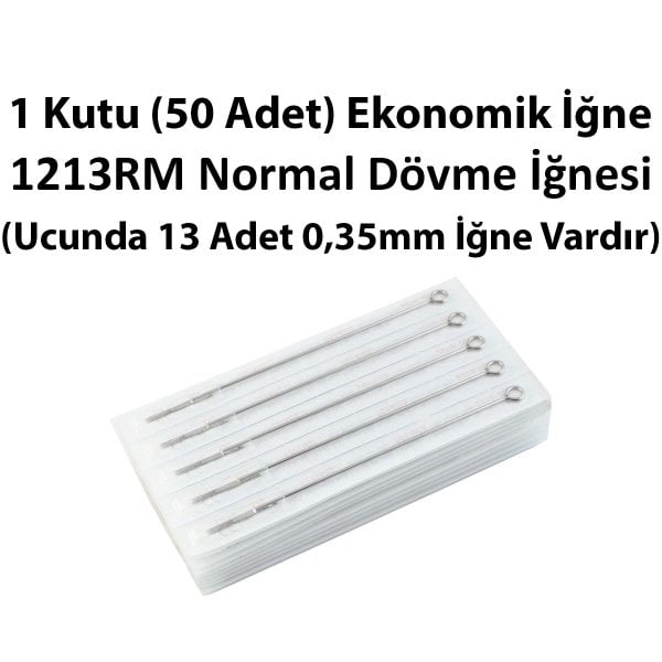 1 Kutu 1213 RM 13 Curved Magnum Ekonomik Dövme İğnesi (50 Adet)