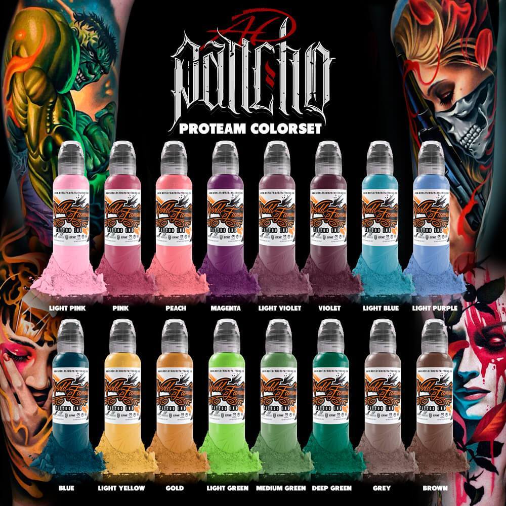 WORLD FAMOUS INK A.D. PANCHO PROTEAM 16 COLOR SET 1 OZ