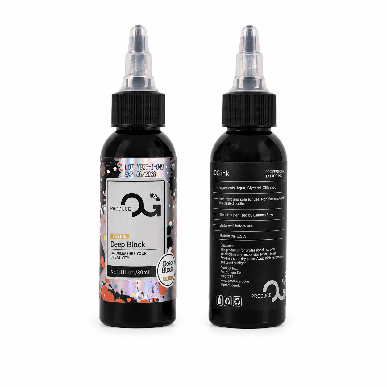 OG Produce Deep Black 1 oz 30 ml Siyah Çizgi ve Dolgu Dövme Boyası