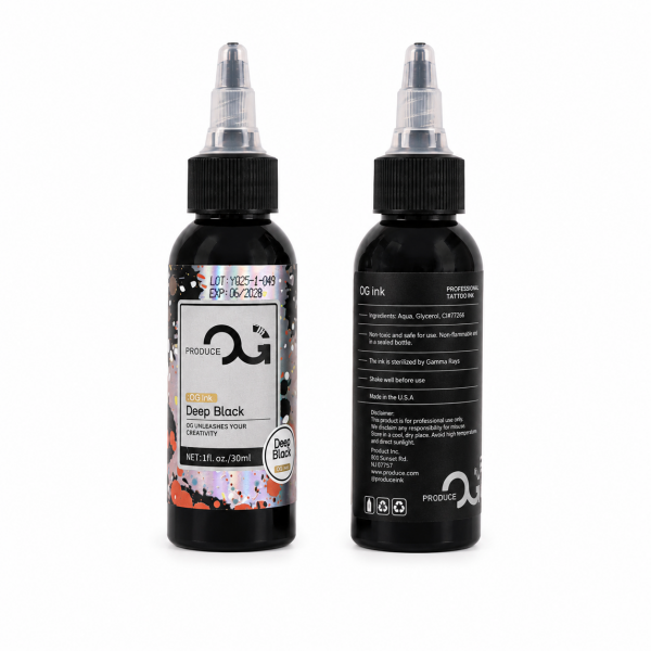 OG Produce Deep Black 1 oz 30 ml Siyah Çizgi ve Dolgu Dövme Boyası