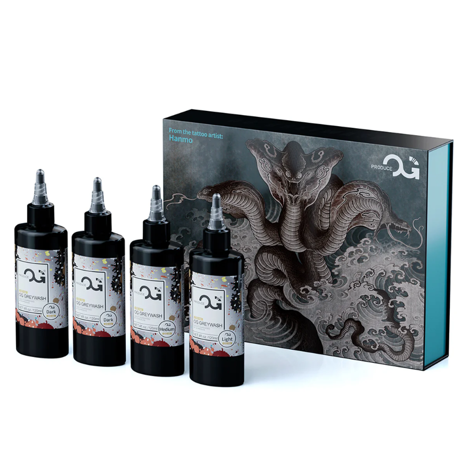 OG Produce Gray Wash Set 4 x 4oz 120ml Siyah Gölge Dövme Boyası Seti