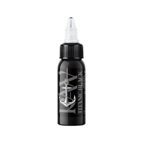 Raw Pigments Titanic Black 1 oz 30 ml Siyah Çizgi, Dolgu ve Gölge Dövme Boyası
