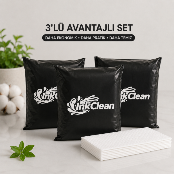 InkClean Premium Dövme Temizleme, Kurulama ve Silme Havlusu 3'lü Avantajlı Set 50 Yaprak 20cm x 20cm