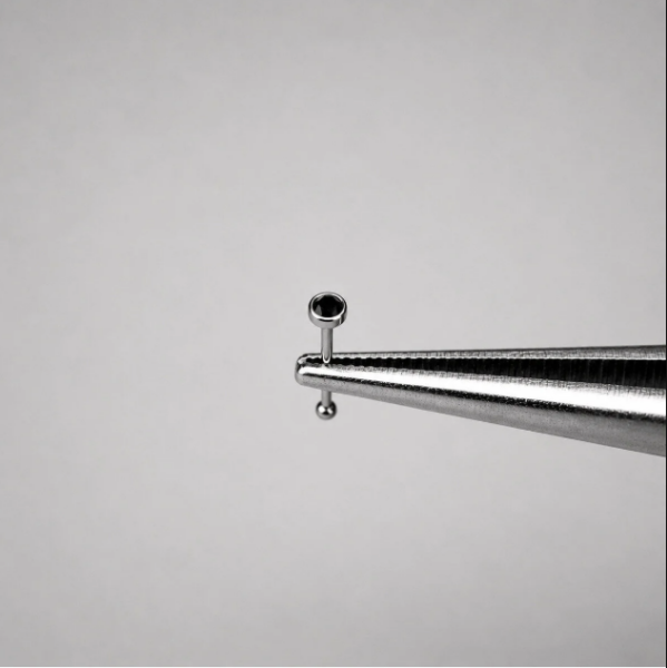 Cerrahi Çelik Siyah Taşlı İnce Düz Burun Hızma - Piercing