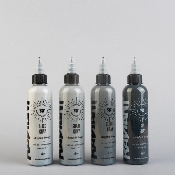 Radiant Gray Matters 4 Renk Gri Dövme Boyası Seti 4 oz Boya