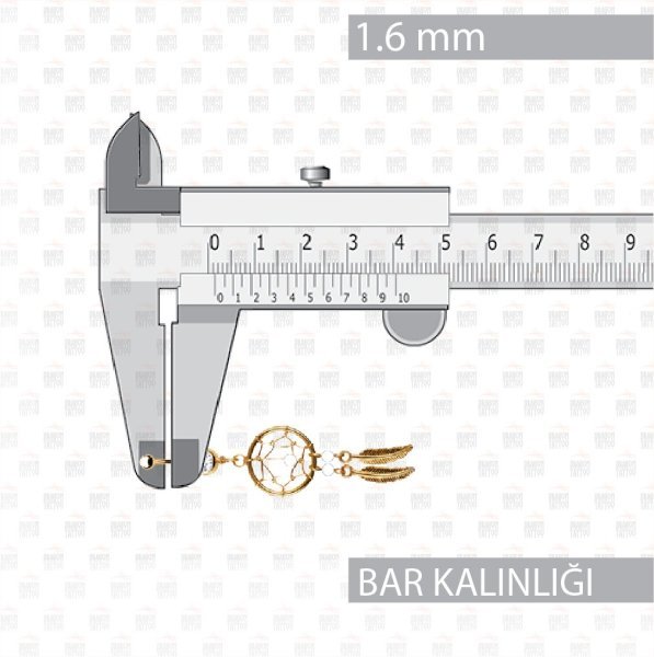 Surgical Steel Shaking Dream Catcher - Dream / Dreamcatcher Belly Piercing Bar Thickness of 1.6 mm - 10 mm Bar Length