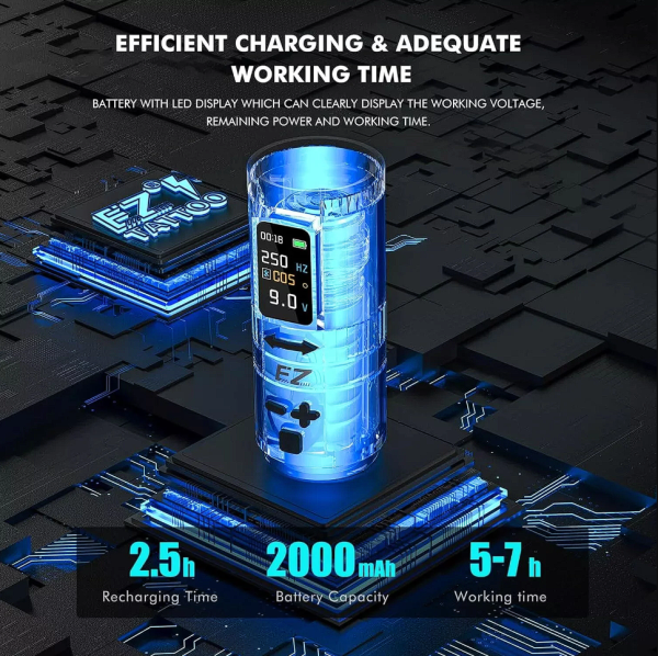 Ez EvoTech Pro Kablosuz Bataryalı Şarjlı Rotary Pen Dövme Makinesi Gri